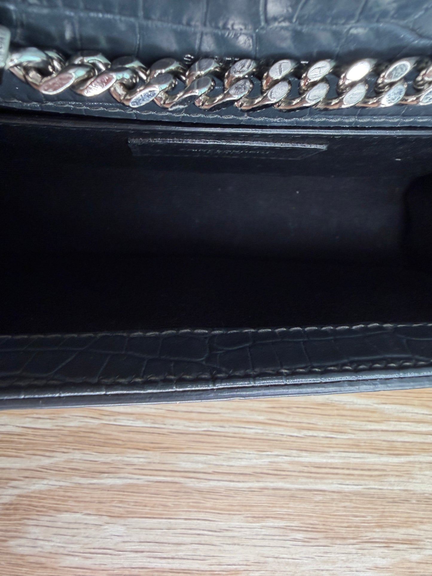 Saint Laurent Kate Crossbody Croc-Embossed Keather