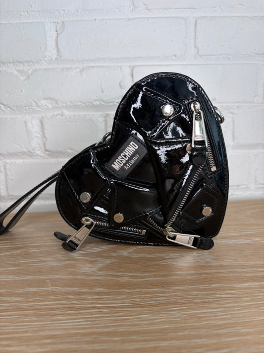 Moschino Biker Heart Bag Black Silver Hardware