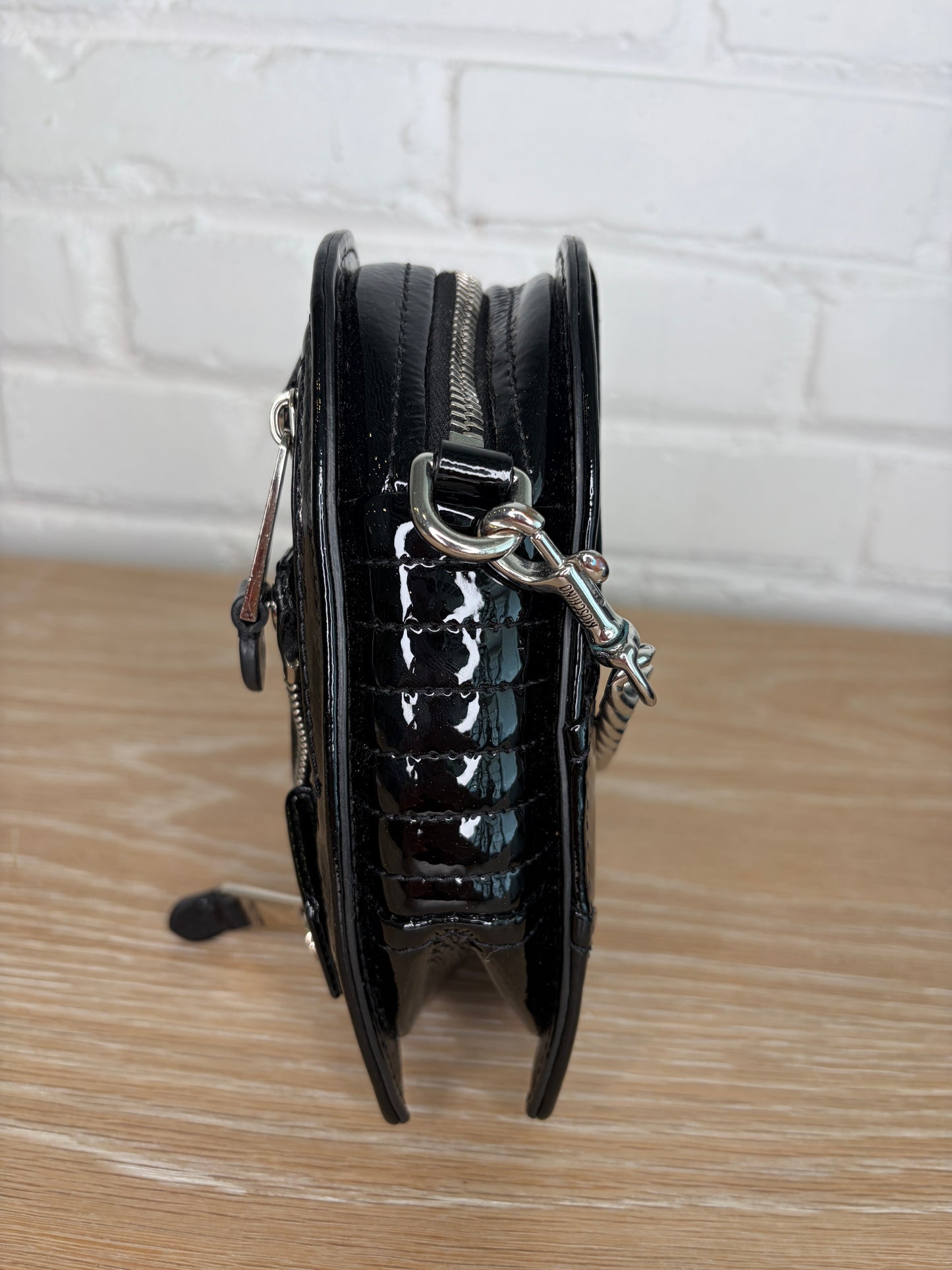 Moschino Biker Heart Bag Black Silver Hardware