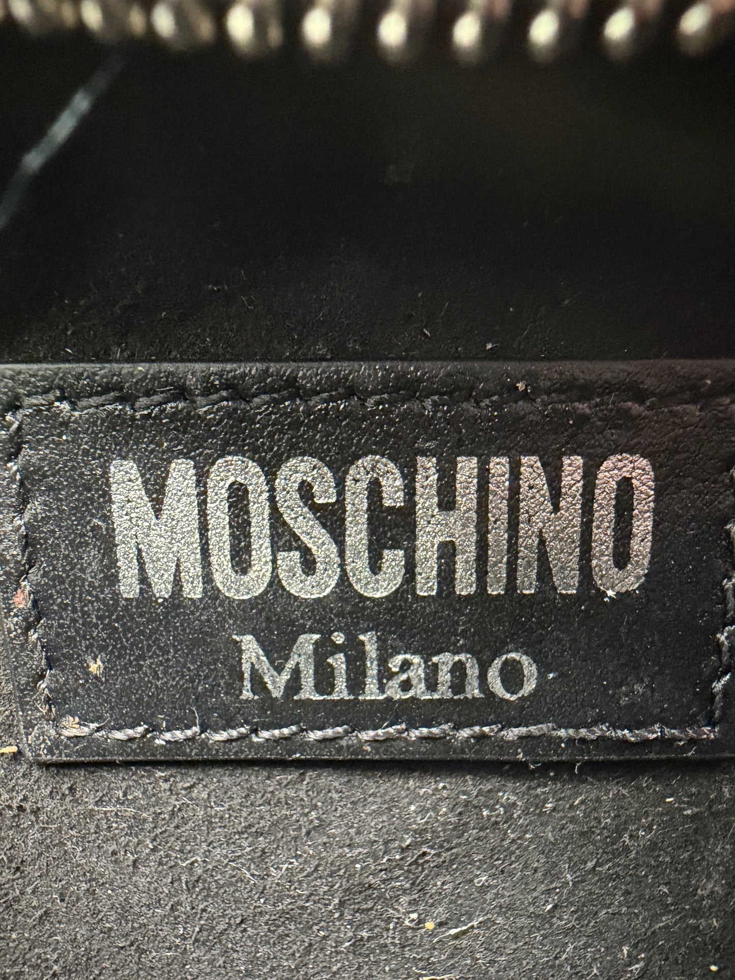 Moschino Biker Heart Bag Black Silver Hardware