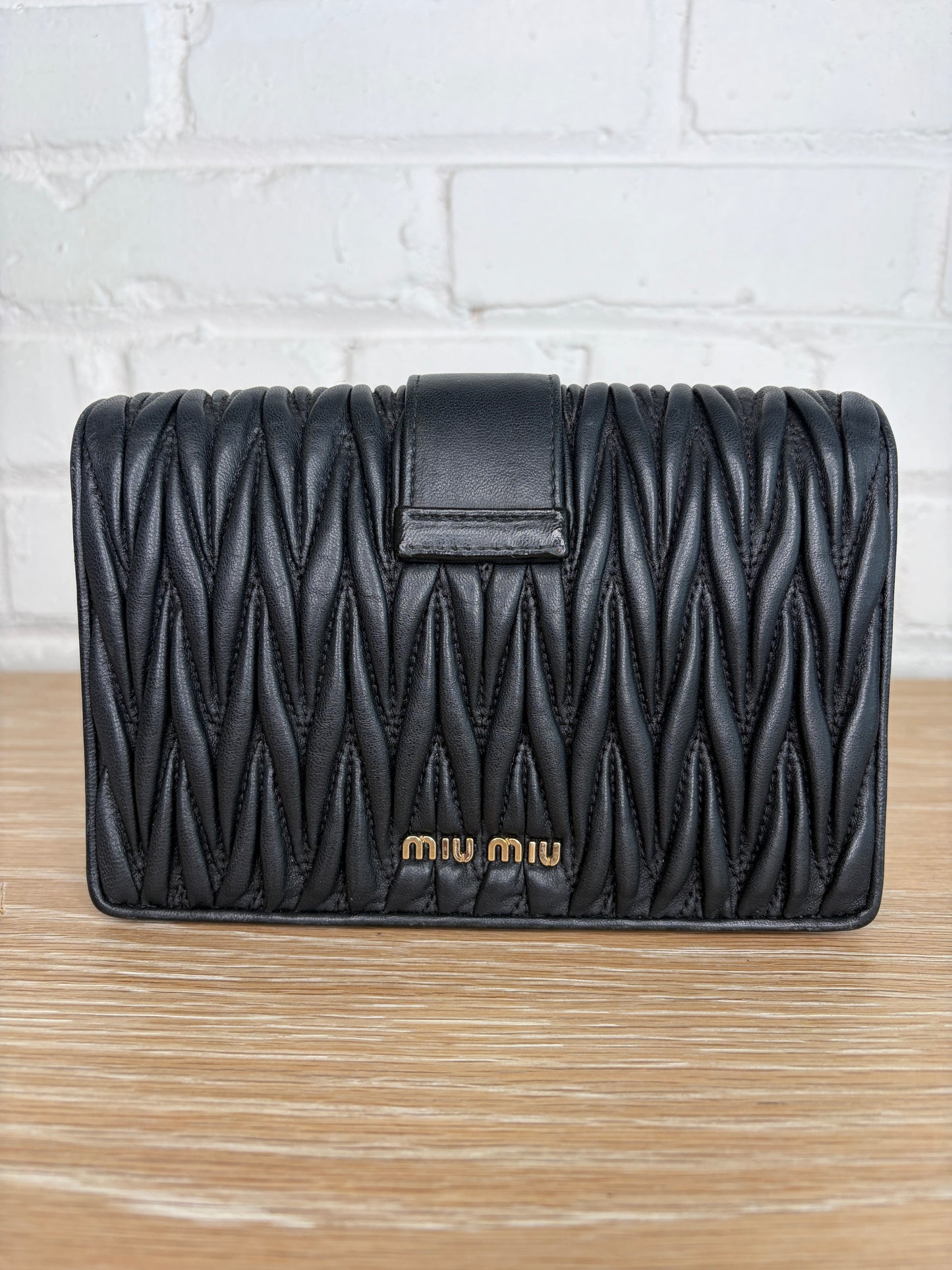 Miu Miu Crystal Matelassé Leather Shoulder Bag