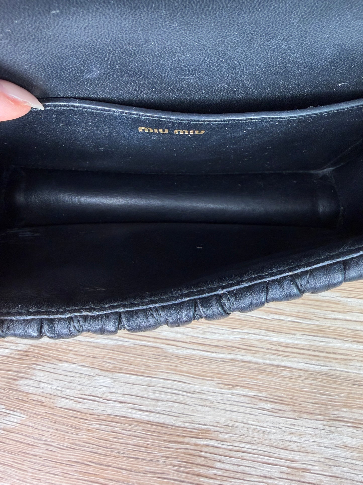 Miu Miu Crystal Matelassé Leather Shoulder Bag