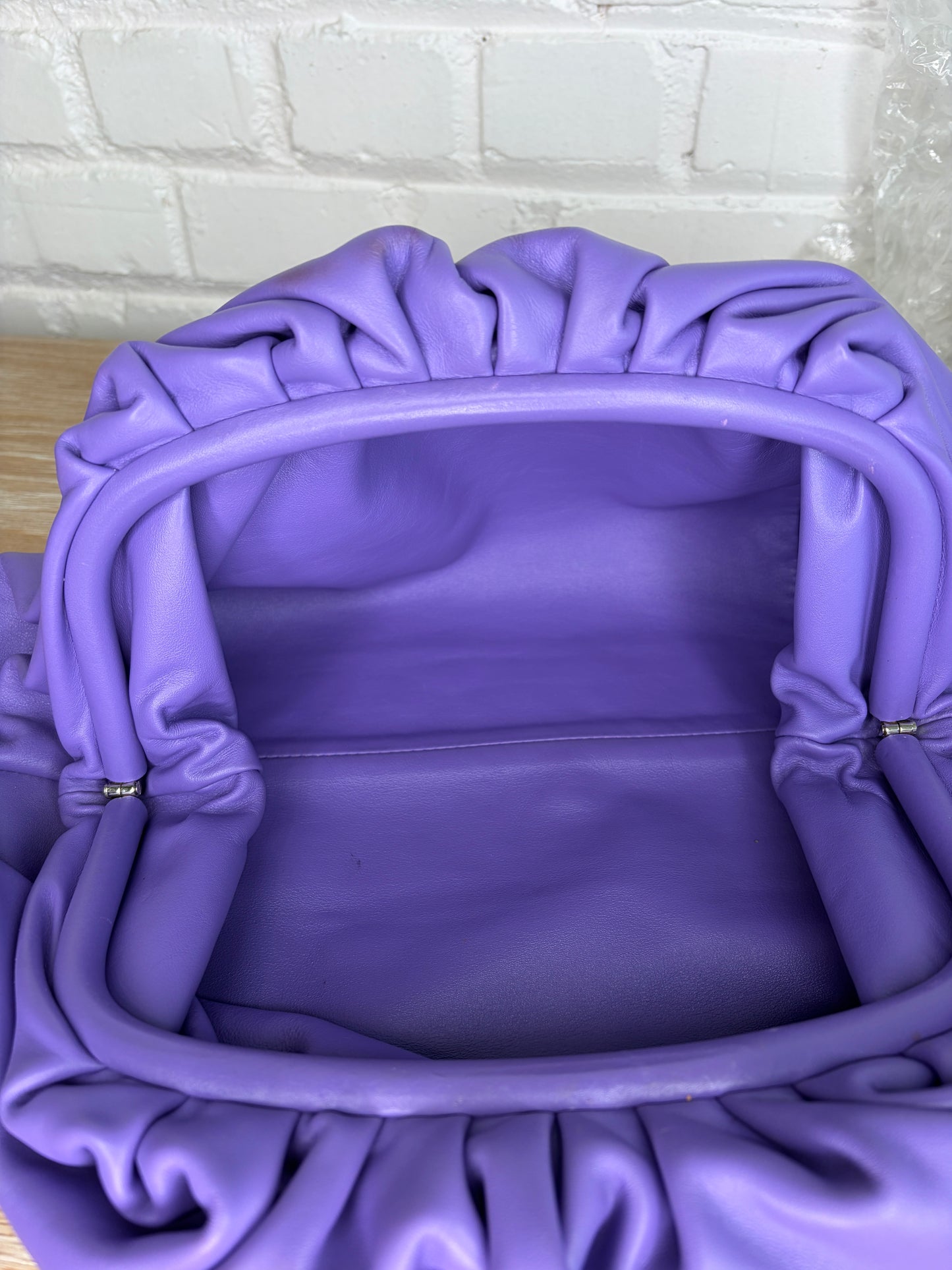 Bottega Veneta The Pouch Oversized Clutch Purple Smooth Butter Calf