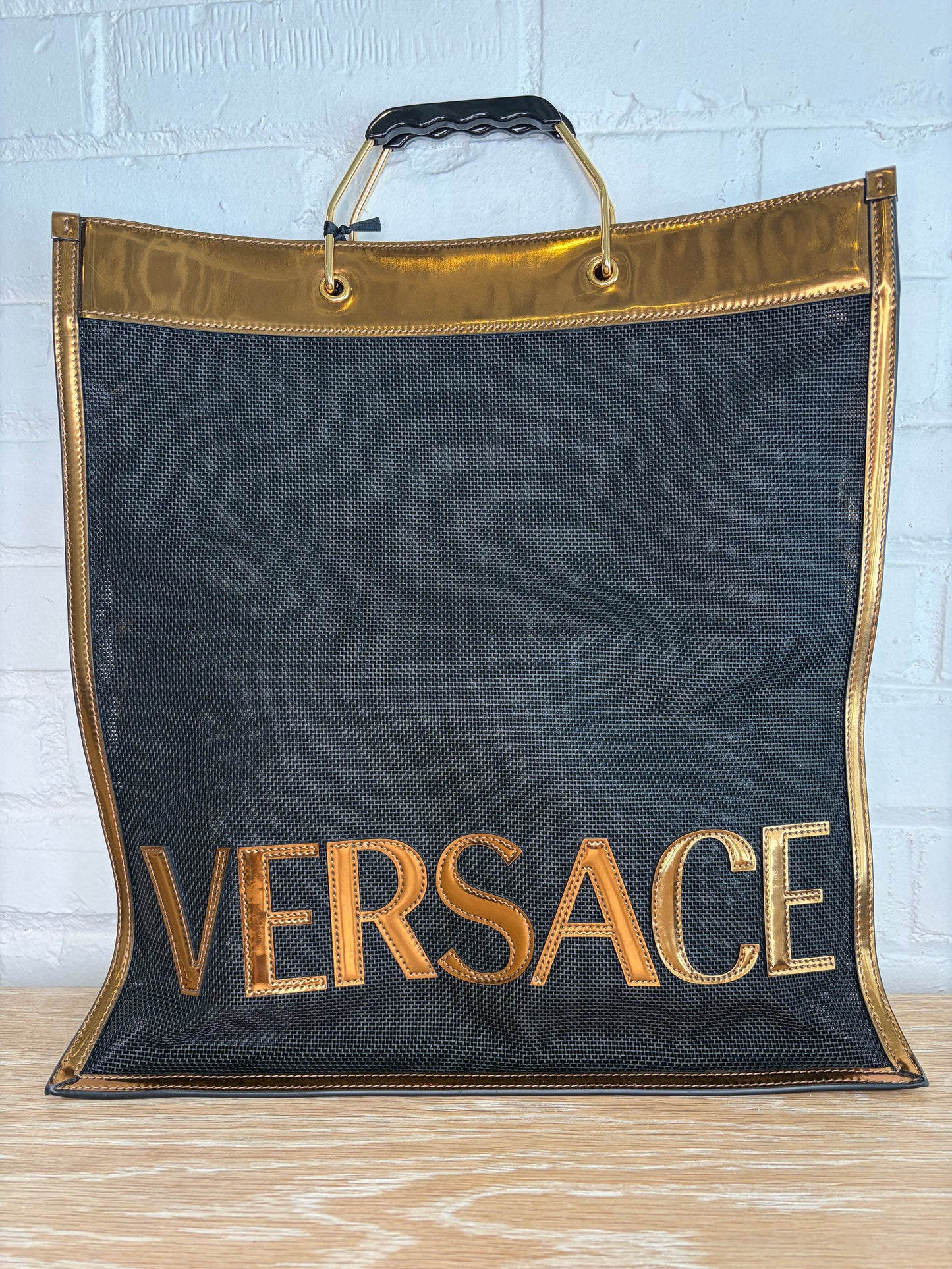 Versace Bronze Black Mesh Tote