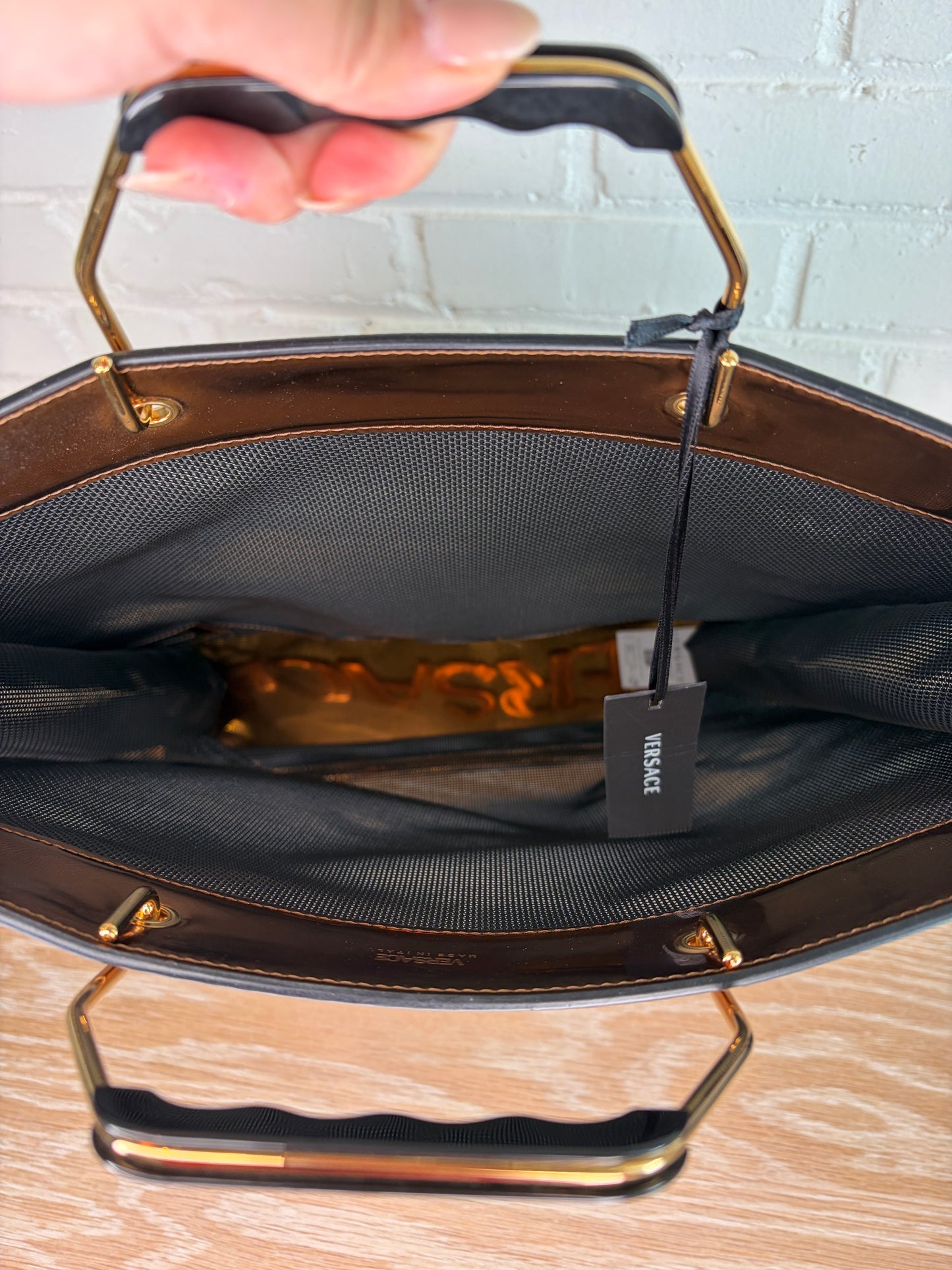 Versace Bronze Black Mesh Tote