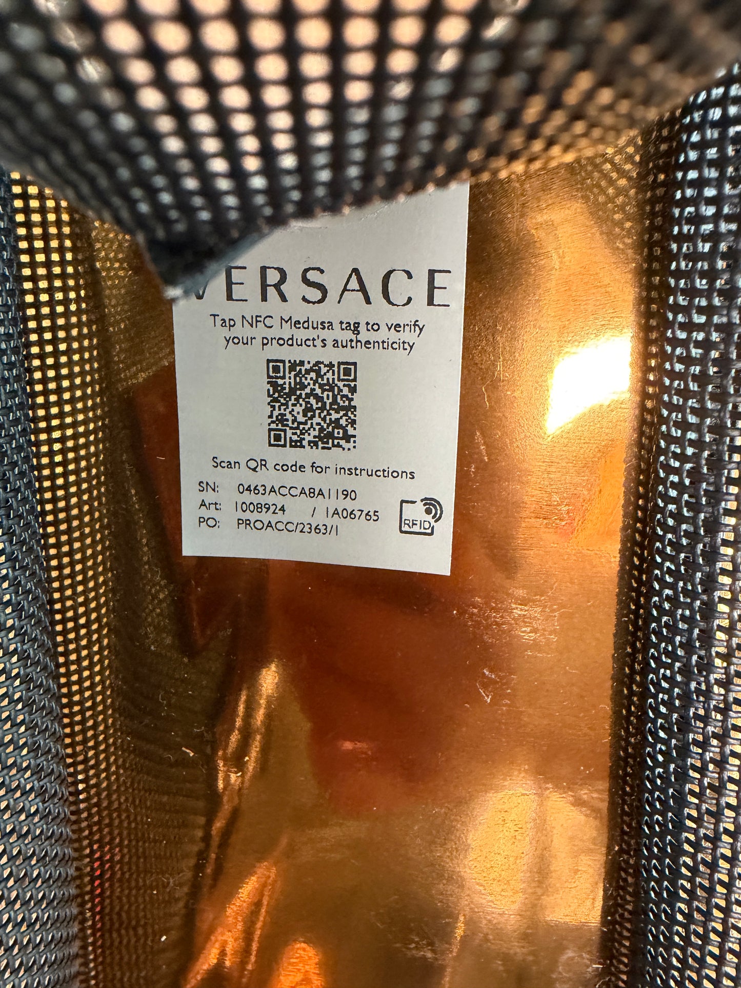 Versace Bronze Black Mesh Tote