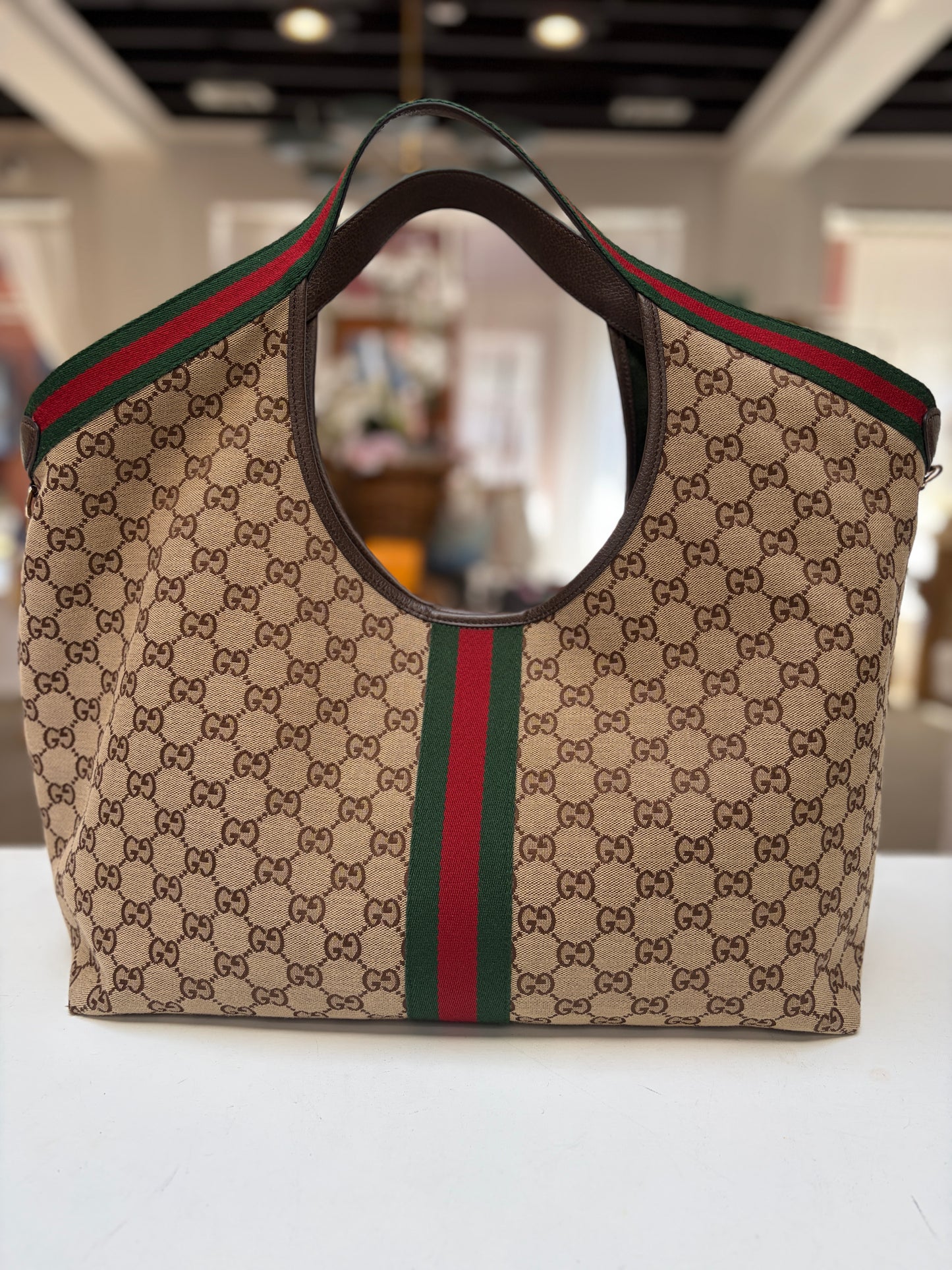 Gucci GG Monogram Web Giglio Tote Large