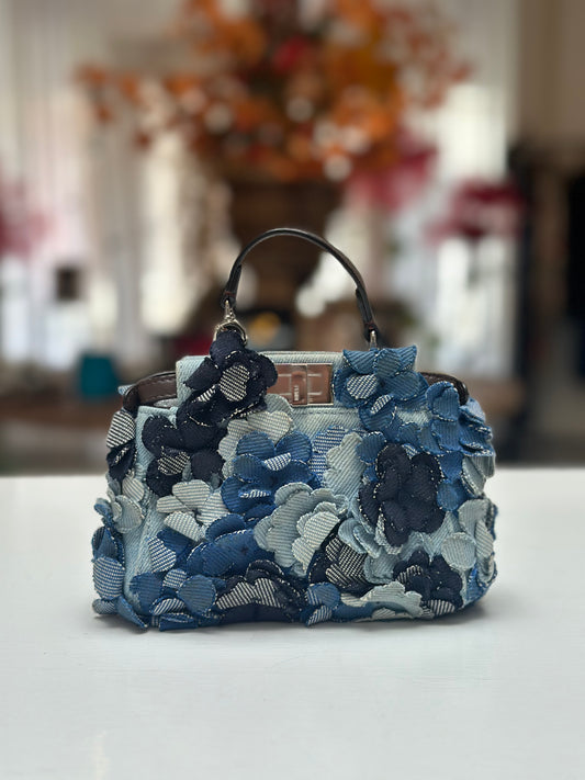 Fendi Denim Flowers, Micro Peekaboo